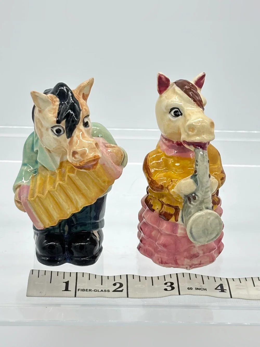 Vintage Japan Anthropomorphic MCM Whimsical Horse Figural Salt Pepper Shaker Set